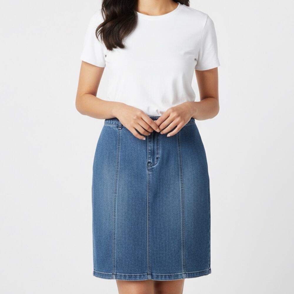 Geoffrey Beene Sport Women's Vintage Jean Skirt 4 Blue Denim Pencil Stretch